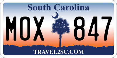 SC license plate MOX847