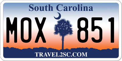 SC license plate MOX851