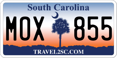 SC license plate MOX855