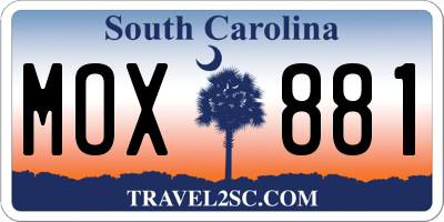 SC license plate MOX881