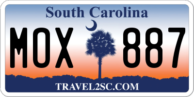 SC license plate MOX887