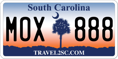 SC license plate MOX888