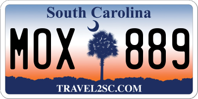 SC license plate MOX889
