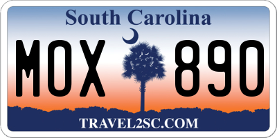 SC license plate MOX890
