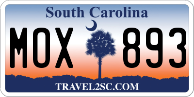 SC license plate MOX893