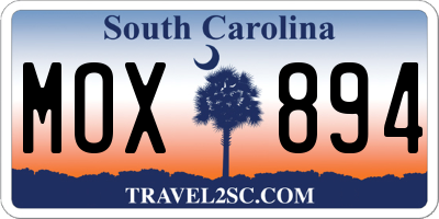 SC license plate MOX894