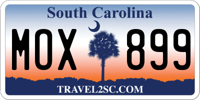SC license plate MOX899