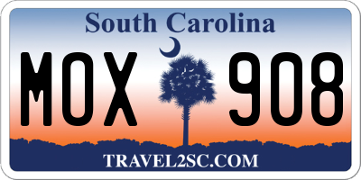 SC license plate MOX908