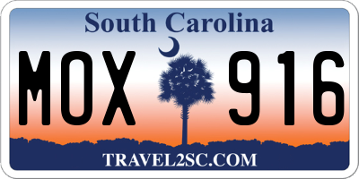 SC license plate MOX916
