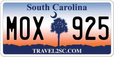 SC license plate MOX925