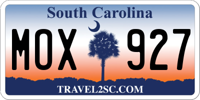 SC license plate MOX927