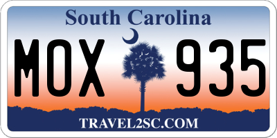 SC license plate MOX935