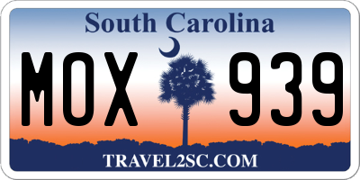 SC license plate MOX939