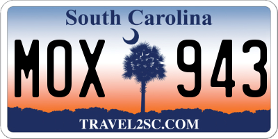 SC license plate MOX943