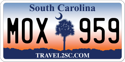 SC license plate MOX959