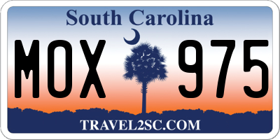 SC license plate MOX975