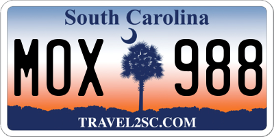 SC license plate MOX988
