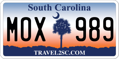 SC license plate MOX989