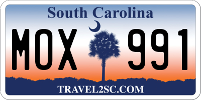 SC license plate MOX991