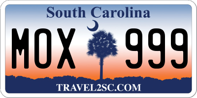 SC license plate MOX999