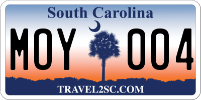 SC license plate MOY004