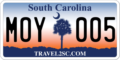 SC license plate MOY005