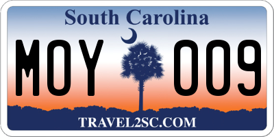 SC license plate MOY009