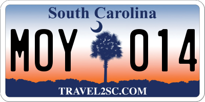 SC license plate MOY014