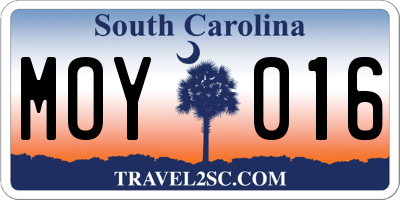 SC license plate MOY016
