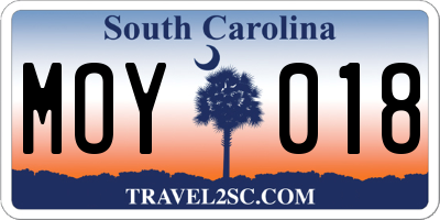 SC license plate MOY018
