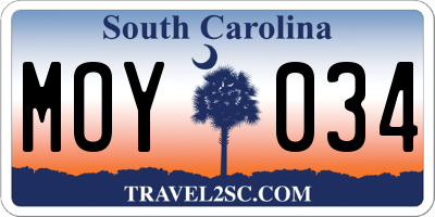 SC license plate MOY034