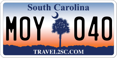 SC license plate MOY040