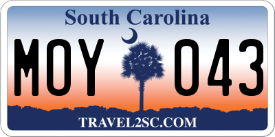 SC license plate MOY043