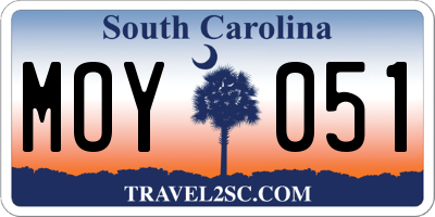 SC license plate MOY051