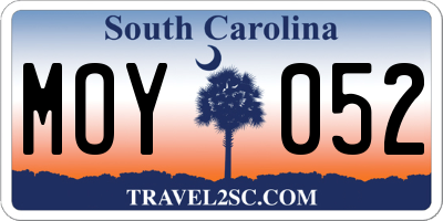 SC license plate MOY052