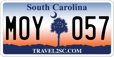 SC license plate MOY057