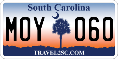SC license plate MOY060