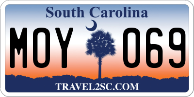 SC license plate MOY069