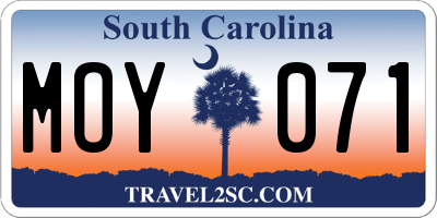 SC license plate MOY071