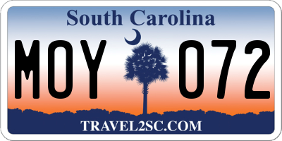 SC license plate MOY072