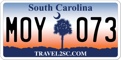SC license plate MOY073