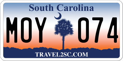 SC license plate MOY074