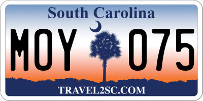 SC license plate MOY075