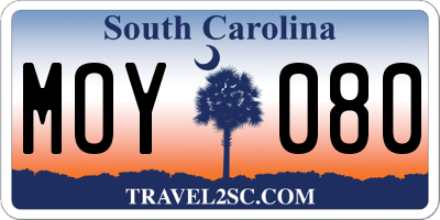 SC license plate MOY080