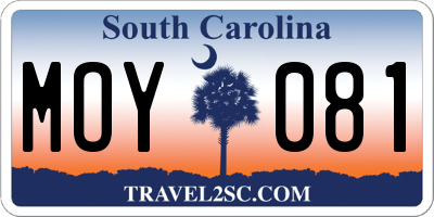 SC license plate MOY081