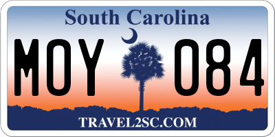 SC license plate MOY084