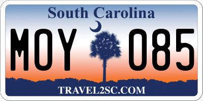 SC license plate MOY085