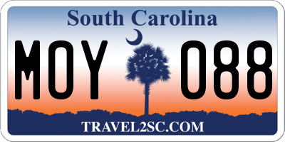 SC license plate MOY088