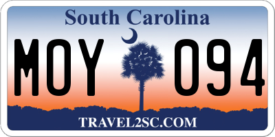 SC license plate MOY094