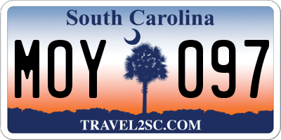 SC license plate MOY097